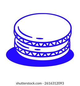 A blue and white cake with a blue plate. The cake is a symbol of celebration and happiness