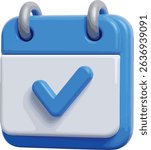 blue and white calendar in 3d icon design.