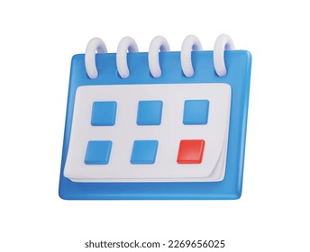 Ein blauer und weißer Kalender mit einem roten Quadrat oben