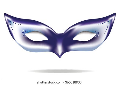 Blue and white carnival mask. Vector illustration. 