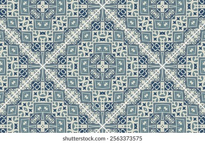 Blue and white carpet and fabric design pattern