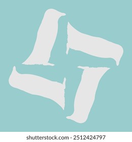 Diseño de cerámica azul y blanco con motivo de pingüino