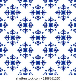 blue and white ceramic pattern Japan and Chinese style, porcelain background, seamless wallpaper design, beautiful China decor vector illustration