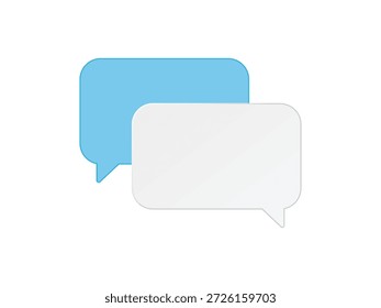 Burbujas de chat azules y blancas en disposición superpuesta, lo que significa comunicación y conversación.