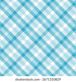 Blue white check pattern. Seamless vector gingham texture. Tablecloth, blanket, kitchen cloth or casual fashion print design. Checkered background.