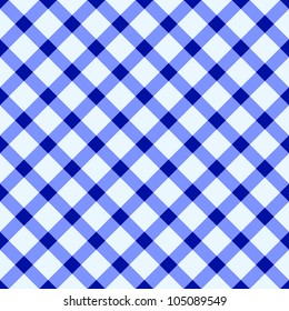Blue and white checked tablecloth
