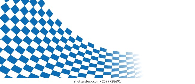Blue and white checkered abstract background. Race background with space for text. Racing flag vector illustration. Flag race background. 