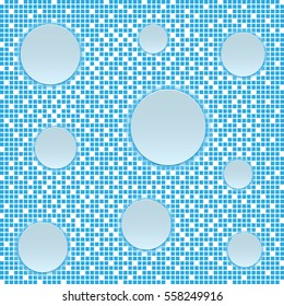 Blue and white checkered background. Pixel style. Abstract background.  Vector illustration.