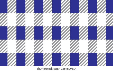 Blue and white checkered tablecloth banner.Texture for : plaid, tablecloths, clothes, shirts, dresses, paper, bedding, blankets, quilts and other textile products. Vector illustration.