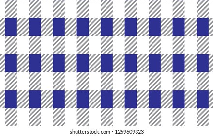 Blue and white checkered tablecloth banner.Texture for : plaid, tablecloths, clothes, shirts, dresses, paper, bedding, blankets, quilts and other textile products. Vector illustration.