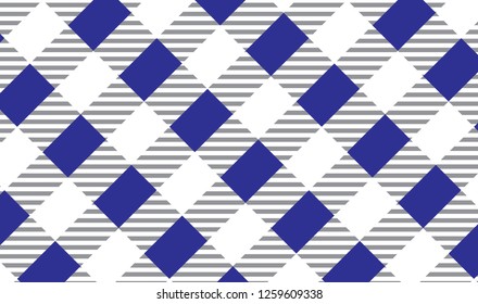 Blue and white checkered tablecloth banner.Texture for : plaid, tablecloths, clothes, shirts, dresses, paper, bedding, blankets, quilts and other textile products. Vector illustration.