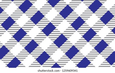 Blue and white checkered tablecloth banner.Texture for : plaid, tablecloths, clothes, shirts, dresses, paper, bedding, blankets, quilts and other textile products. Vector illustration.