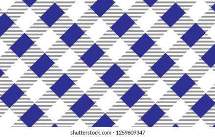 Blue and white checkered tablecloth banner.Texture for : plaid, tablecloths, clothes, shirts, dresses, paper, bedding, blankets, quilts and other textile products. Vector illustration.
