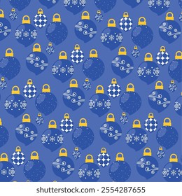Blue and white Christmas ornament pattern Vector
