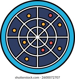 A blue and white circle with a white border and a black outline. The circle is filled with many small circles, some of which are red. The circles are arranged in a pattern that resembles a target - Powered by Shutterstock - Get 15% off with code: PIKWIZARD15