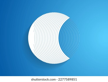 Blue white circle and lines concept abstract tech background. Minimal vector design