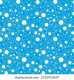 Padrão de círculo azul e branco. Há dois tipos de círculos: círculos brancos sólidos e círculos brancos com centros azuis.