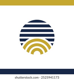 a blue and white circle with a spiral in the middle logo