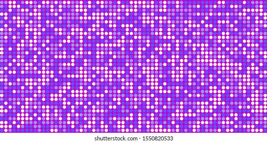 Blue and white circles on purple background. Small circles  as particles evenly to each other. Bright colours. Background for posters, banners, business cards, videos, sites and blogs.