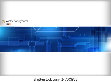 Blue and white circuit board background. Vector illustration
