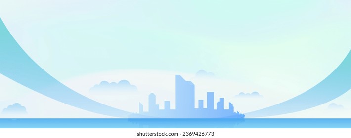 Blue and white cityscape background. 