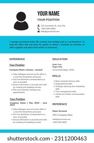 Blue and White Clean Office Assistant Resume