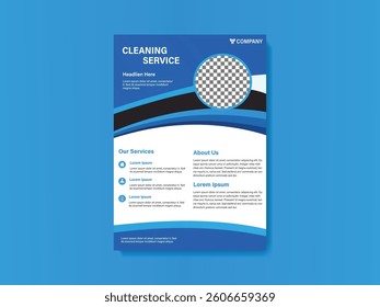 Blue and White Cleaning Service Flyer Design
