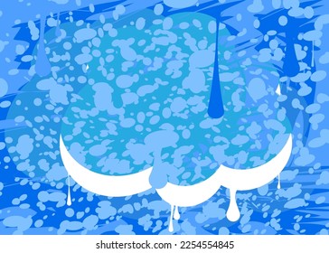 Blue and White Cloud Background Graffiti. Abstract modern street art decoration performed in urban painting style.