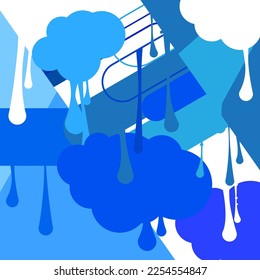 Blue and White Cloud Background Graffiti. Abstract modern street art decoration performed in urban painting style.