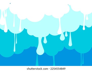 Blue and White Cloud Background Graffiti. Abstract modern street art decoration performed in urban painting style.