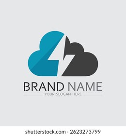 Logotipo de nuvem azul branco para empresa de TI e desenvolvimento de software Vetor de ilustração digital

