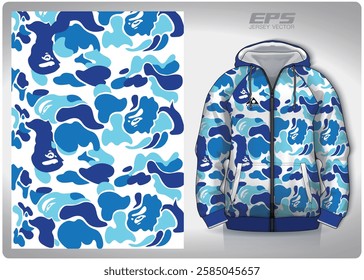 blue white clouds pattern design, illustration, textile background for sports t-shirt, football jersey shirt mockup for football club. consistent front view