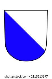 Blue and white coat of arms of City of Zürich and Canton Zürich. Illustration made January 30th, 2022, Zurich, Switzerland.