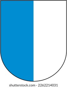 Blue and white coat of arms of Swiss Canton Lucerne and City of Lucerne. Illustration made February 12th, 2023, Zurich, Switzerland.