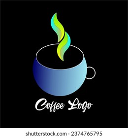 blue and white coffee cup logo