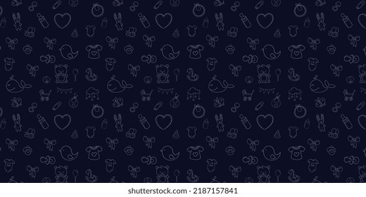Blue and white color baby style vector cute background and pattern design