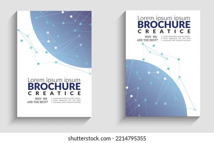 blue and white color base design. Brochure template layout, cover design annual report, magazine, flyer or booklet in A4 with blue geometric shapes on polygonal background. Vector Illustration.