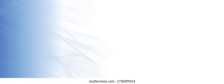 Blue and white color gradient, empty blank vector background, header banner template,  thin wavy lines, technology modern concept 3d
