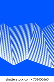 Blue white color. Linear background. Design elements. Curved sharp corners many streak created using Blend Tool. Poligonal lines. Guilloche. Vector illustration EPS 10. Creative band art.