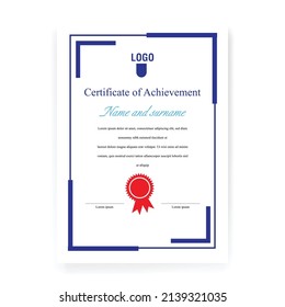 Blue and white color modern certificate  design template