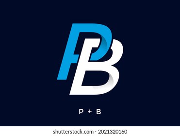 Blue white color of PB initial letter design