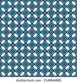 Color azul y blanco textura de patrón y plantilla sin fisuras. Multicolorizado. Diseño gráfico ornamental colorido. Ornamentos de mosaico de colores. Ilustración vectorial. EPS10.