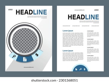 a blue and white color template and a circular photo holder-design for A4 paper
