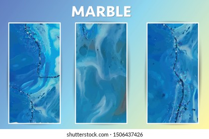 Blue White Colored Marble Template Abstract Marble Background for Designs, Posters, Brochure, Banners, Cards.