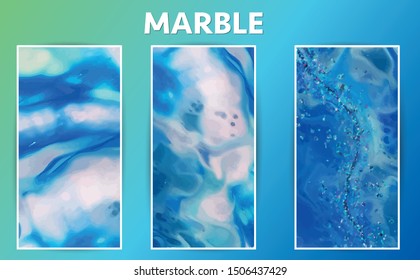 Blue White Colored Marble Template Abstract Marble Background for Designs, Posters, Brochure, Banners, Cards.