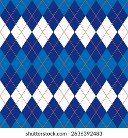 blue white colors argyle seamless pattern, winter holidays vector background