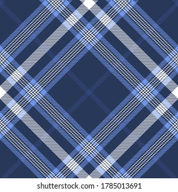 Blue and white colors diagonal modern tartan plaid Scottish seamless pattern.Texture from plaid,tablecloths, clothes, shirts, dresses, jacket, skirt, paper, blankets and other textile products. 