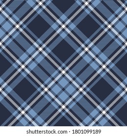 Blue and white colors diagonal modern plaid Scottish seamless pattern.Texture from plaid,tablecloths, clothes, shirts, dresses, jacket, skirt, paper, blankets and other textile products