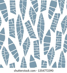 Blue And White Colors Seamless Pattern. Hand Drawn Vector Illustration. 