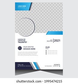 Blue and white creative modern corporate business flyer design template
